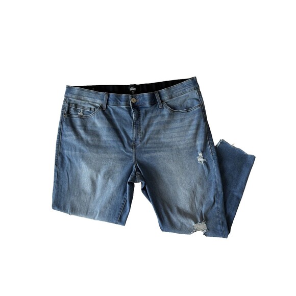 Lularoe Jeans Womens 42 Blue Skinny High Rise‎ Stretch Light Denim Scallop Hem - Picture 1 of 10